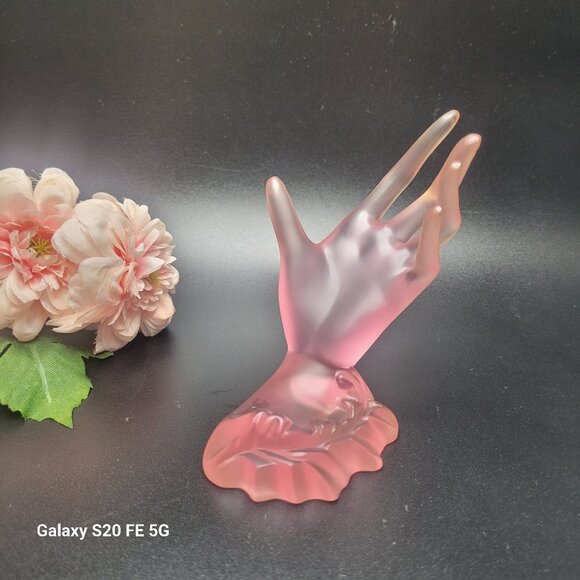 Vintage Acrylic/Lucite Hand Figurine Pink Ring Holder - Picture 1 of 9
